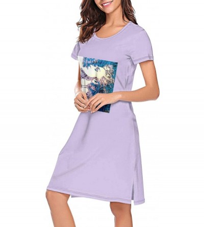 Nightgowns & Sleepshirts Madonna-Love-True-Blue- Soft Nightgowns Long Nightdress Sleepshirts Pajamas for Women Girls - White-...