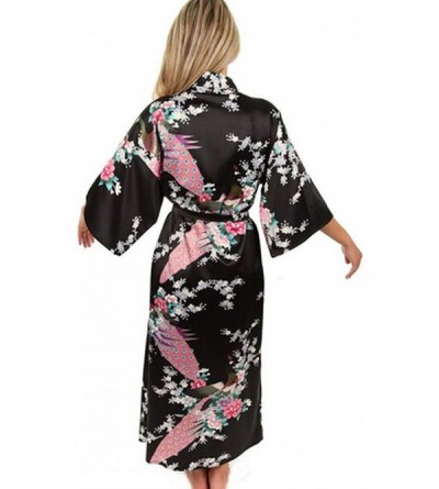 Robes Black Women Silkno Robes Long Sexy Nightgown Vintage Printed Night Gown Flower Plus Size S M L XL XXL XXXL - As the Pho...