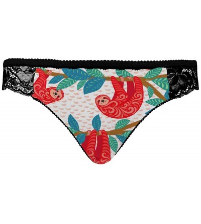 Thermal Underwear Women's Stretch Underwear Soft Low Rise Briefs Underpants Cute Sloths Trees - Multi 1 - CL19E70ZN5T $22.30