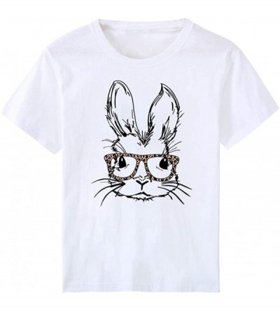 Tops Easter Lady Rabbit Print Short Sleeve O-Neck T-Shirt Top - B-white - CO196ST4Q8Y $11.38