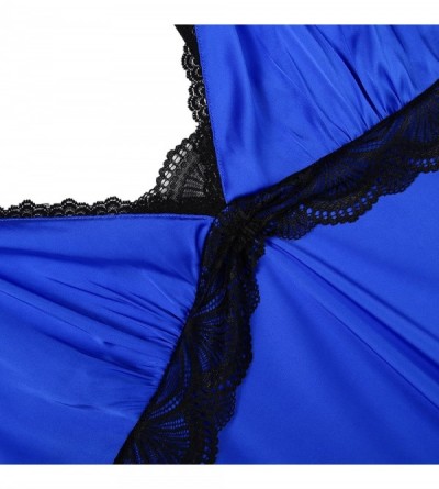 Nightgowns & Sleepshirts Women's Sexy Nightwear Lace Chemise Nightgown Sleeveless Soft Sleepdress Cotton Sleepwear - Blue4 - ...