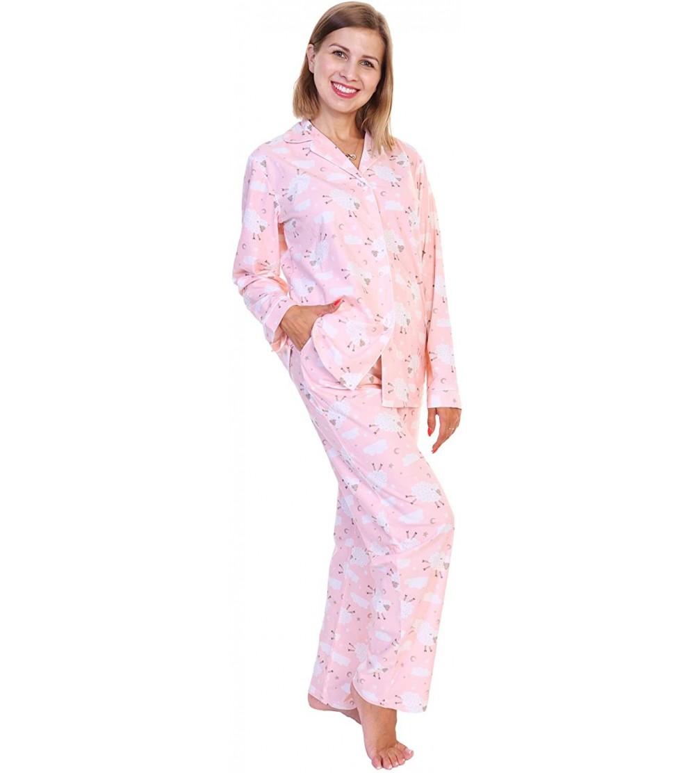 Sets Women's Cozy Flannel Pajama Set - White Sheep - CK18ZR9Y0C2 $33.37