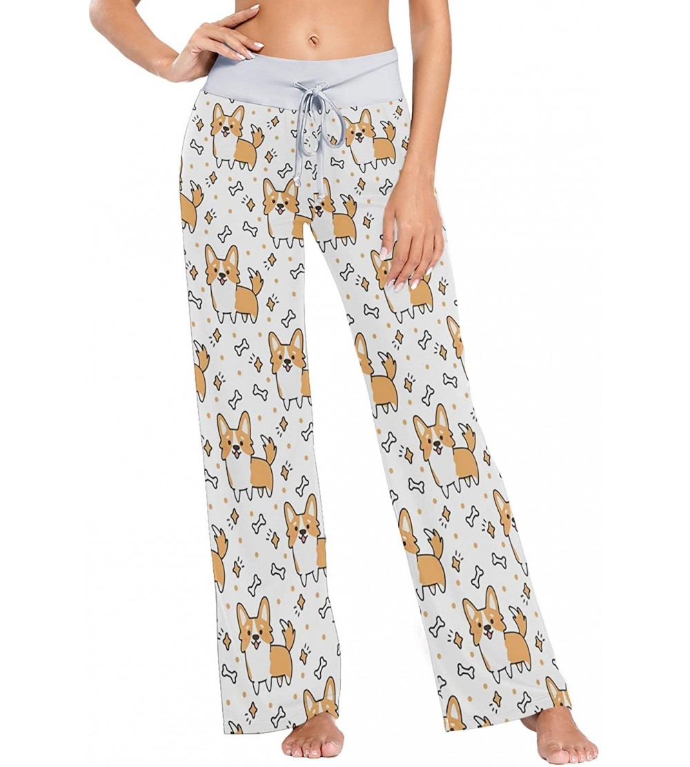 Bottoms Cute Corgi Dog with Bones Womens Pajama Pants Loose Long Lounge Sleepwear Yoga Gym Trousers - CY19DWH7427 $27.23