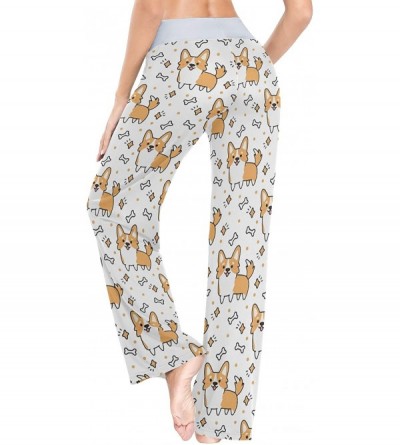 Bottoms Cute Corgi Dog with Bones Womens Pajama Pants Loose Long Lounge Sleepwear Yoga Gym Trousers - CY19DWH7427 $27.23
