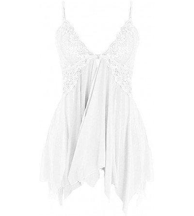 Nightgowns & Sleepshirts Women's Sexy V-Neck Lace Babydoll Lingerie Sleepwear Pajamas G-String - Style 3-white - CO19755OWQU ...