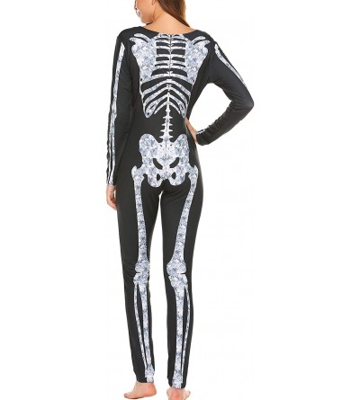 Sets Womens Jumpsuit Onesie Pajamas Halloween Bodysuit One Piece Sleepwear - White Bone - CX18X9NW2HL $19.01