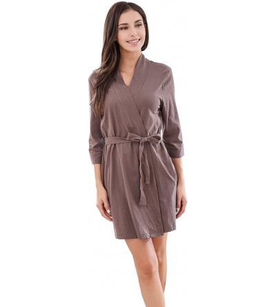 Robes Women's Soft Cotton Bathrobe Robe Size RHW2776 - Coffee - C717YUOYLIZ $18.84