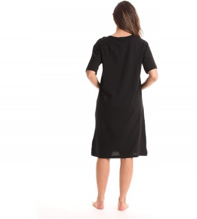 Nightgowns & Sleepshirts Short Sleeve Nightgown Sleep Dress for Women Sleepwear - Black - Coffee Obsessed - CV18LSNQ8Z0 $16.89