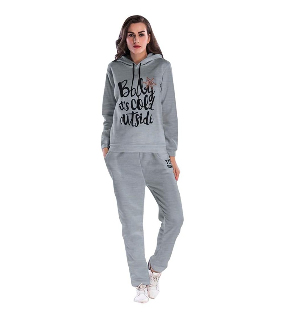 Thermal Underwear Women's 2pc Christmas Outfits Tracksuit Long Sleeve Pullover Print Sports Suit Sweatshirt +Pants Set - B-gr...