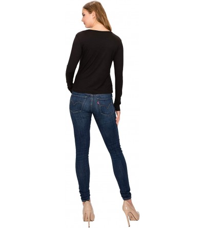 Tops Women Basic Easy Knit top-Soft and Comfortable Fabric-Long Sleeve-Suitable for Any Bottoms - Black - C1196SEOUK9 $20.31