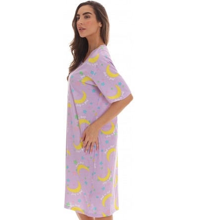 Nightgowns & Sleepshirts Short Sleeve Nightgown Sleep Dress for Women - Lilac - Sleep is Good - C3195HDN9O7 $13.79