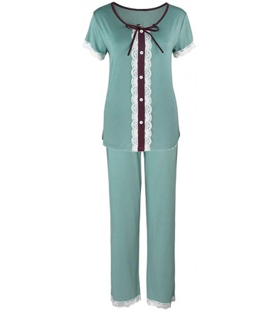 Sets Vision Brown Knot Women's Stretchable Bamboo Pajamas & loungewear set - Teal - CL18RRE82SH $45.11