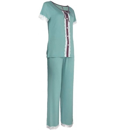Sets Vision Brown Knot Women's Stretchable Bamboo Pajamas & loungewear set - Teal - CL18RRE82SH $45.11