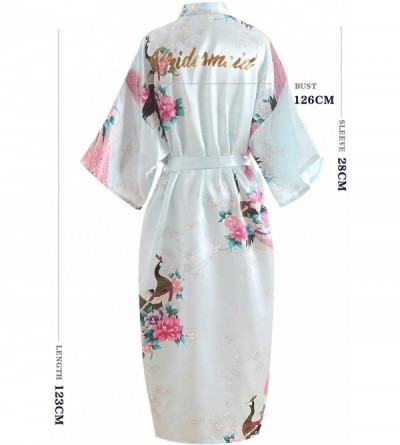 Nightgowns & Sleepshirts Glitter Bride Bridesmaid Robes Dressing Gown Kimono Satin Party Peacock Nightgown Nightwear Lightblu...