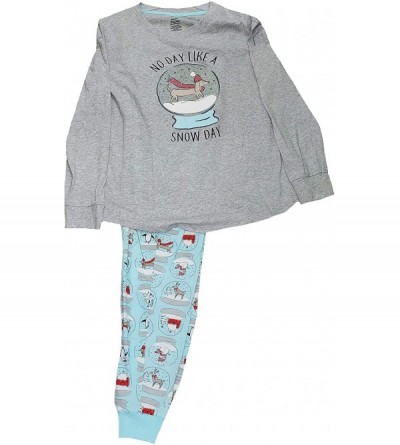 Sets No Day Like A Snow Day Gray Long Sleeve 2 Piece Knit Jogger Pajama Set - CC18A3HWMRE $19.82