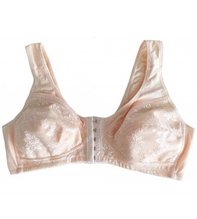 Bras Front Closure Wire Free Thin Comfortable Vest Bra - Nude Pink - CK18EXWHM4C $25.79