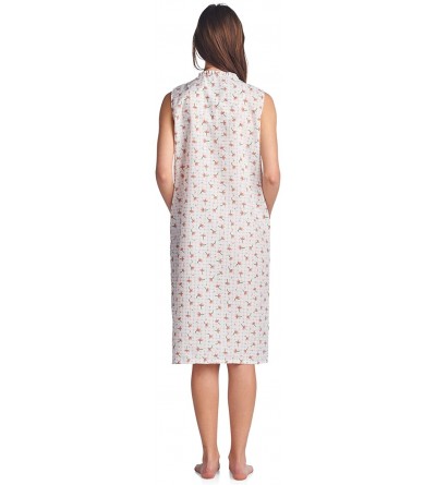 Nightgowns & Sleepshirts Women's Snap Front Sleeveless Lounger Housecoat - White Peach - CG183OA0SHA $13.58
