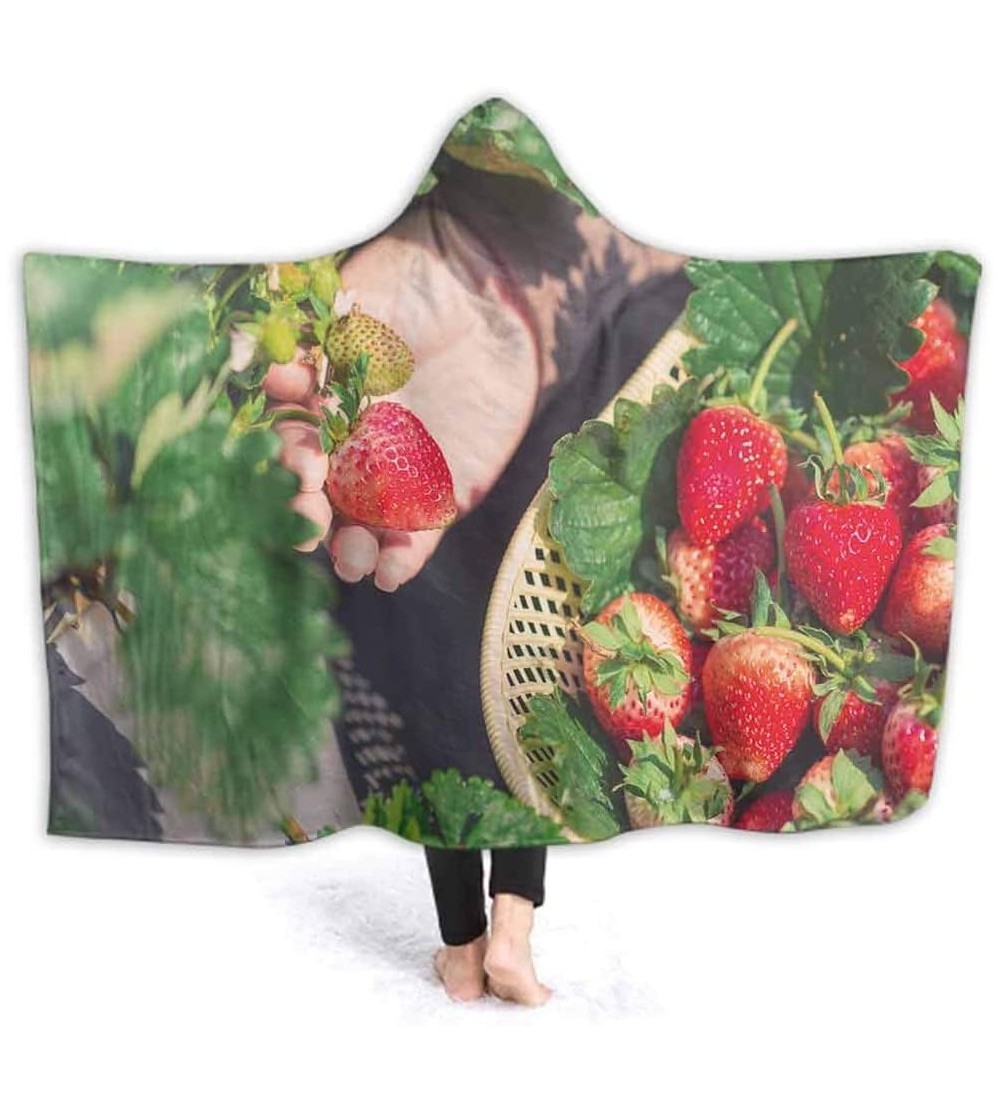 Robes Fleece Blanket Woman S Keep Strawberry in The Basket for Microplush- Functional- Lightweight Wearable Throw- 60W by 40H...
