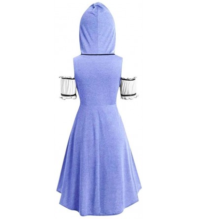 Thermal Underwear Womens Vintage Cloak Plus Size Long Hooded Front Tie Vest with Floral Cami Top - Blue - C518ZXMNYQL $27.73