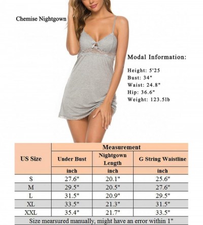 Sets Women Sexy Nightgown Chemise Lingerie Lace Sleepwear Full Slip Nighty Dress - Grey - CP18W4IERLQ $21.06