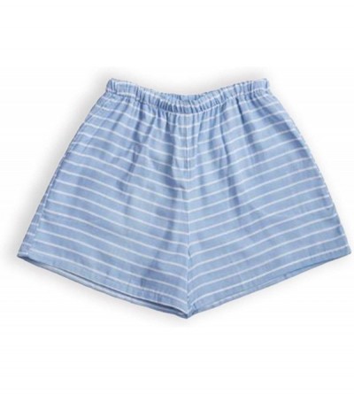 Bottoms Pajama Shorts for Women Cotton Striped Shorts Womens Lounge Shorts - Blue Striped - CY18TQTKOW0 $13.45