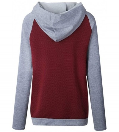 Baby Dolls & Chemises Women Hoodies T-Shirt Blouse Hooded Zipper Casual Long Sleeve Pullover Sweatshirt Tops - Wine Red - CN1...