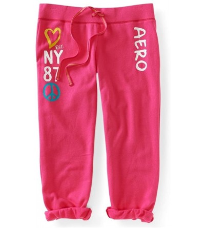 Bottoms Womens Slim Cinchri Glitter Dorm Pajama Lounge Pants- Pink- XX-Small - C911DEBMZ2F $11.30