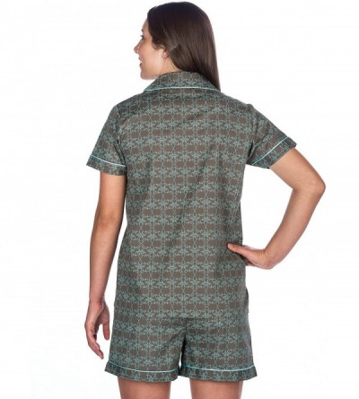 Sets Womens Premium 100% Cotton Poplin Short Pajama Set - Shamrock - Gray - C211TYHFQ6P $24.66