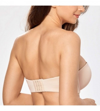 Bras Women's Seamless Strapless Bra Lightly Lined Cup Underwire Support Multiway Straps - Beige-without Silicone - C918O86AA8...