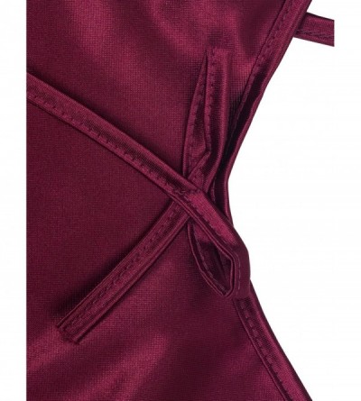 Sets Women Sleeveless Lace Crop Top Camisole and Shorts Pajamas Sleepwear Set - Burgundy - CQ188N8EQ62 $19.06