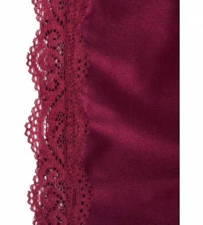 Sets Women Sleeveless Lace Crop Top Camisole and Shorts Pajamas Sleepwear Set - Burgundy - CQ188N8EQ62 $19.06