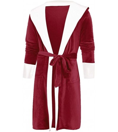 Robes Women's Plush Warm Fleece Bathrobe- Comfy Womens Robe (Red-Large) - CA194TIQHYZ $27.94