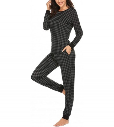Sets Women's Pajama Set Plaid Pj Long Sleeve Sleepwear Soft Contrast 2 Piece Lounge Sets - Pattern3-grey Plaid - CC18WQC4LKK ...