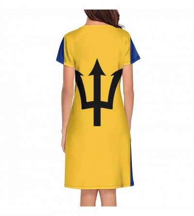 Tops Crewneck Short Sleeve Nightgown Aircraft Printed Nightdress Sleepwear Women Pajamas Cute - Barbados Flag - CI18WAE72RI $...