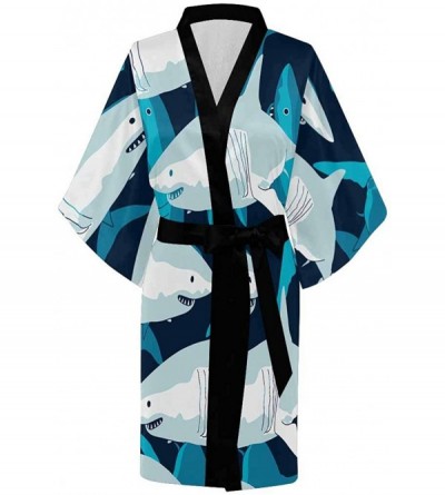 Robes Custom Striped Fashion Lips Lipstick Women Kimono Robes Beach Cover Up for Parties Wedding (XS-2XL) - Multi 4 - CJ194S4...