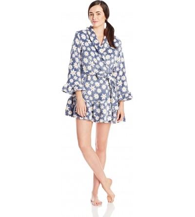 Robes Women's 34 Inch Wrap Robe with Ruffle Trim- Floral Print- X-Large - CU11M1YF3EX $19.71