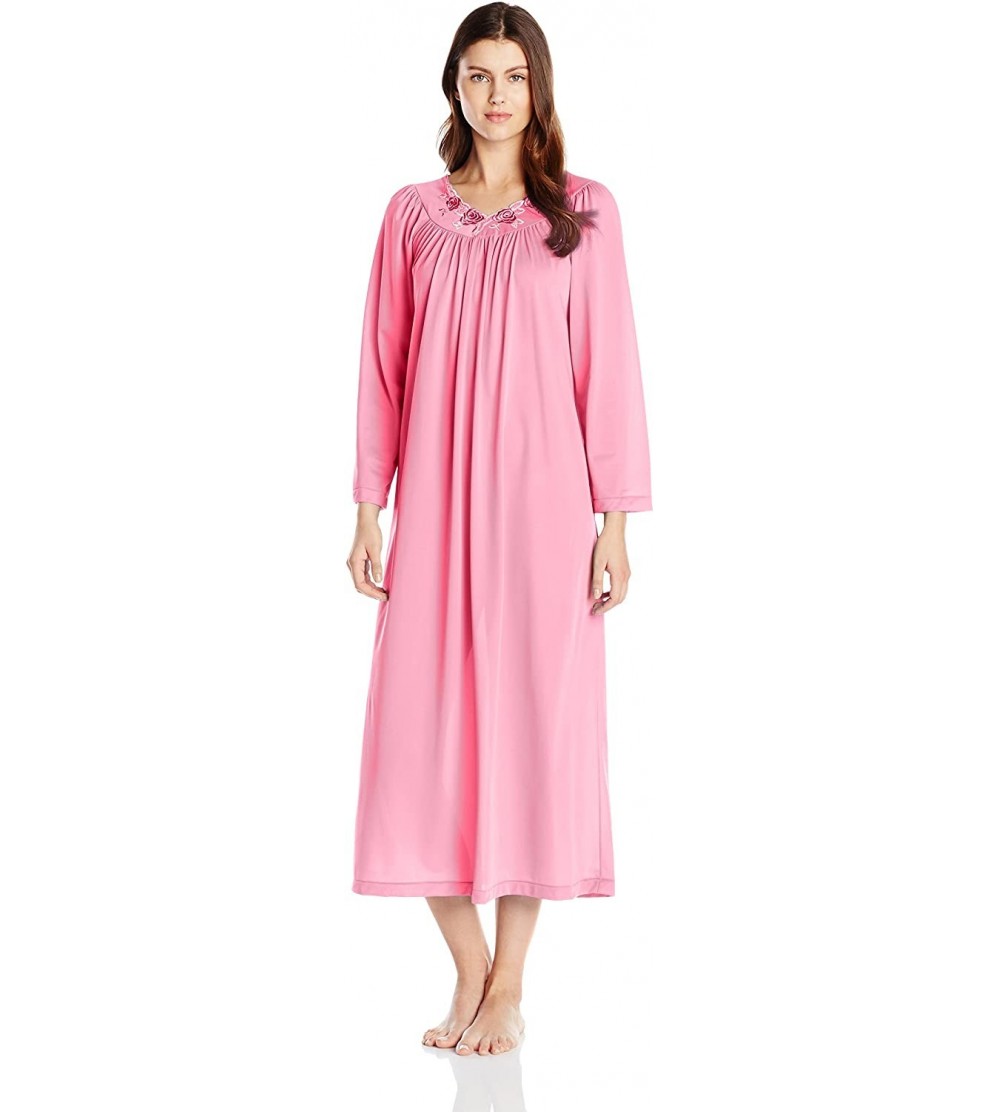Nightgowns & Sleepshirts Women's Petals 53 Inch Sleeve Long Gown - Rosy Pink - CY115MYQEY7 $36.57