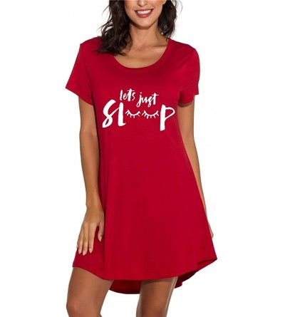 Nightgowns & Sleepshirts Night Shirts for Women Sleeping Sleepwear Cotton Short Sleeve Cute Print Sleepshirt Crew Neck Nightg...