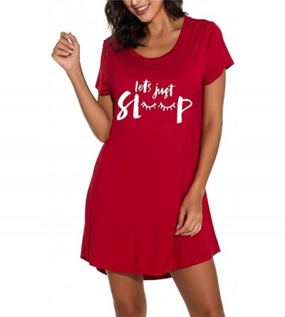 Nightgowns & Sleepshirts Night Shirts for Women Sleeping Sleepwear Cotton Short Sleeve Cute Print Sleepshirt Crew Neck Nightg...