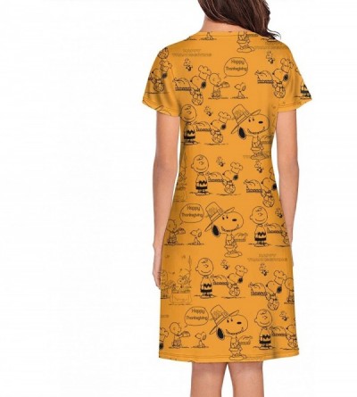 Nightgowns & Sleepshirts Women's Snoopy- Nightgown Print Nightwear O-Neck - White-87 - CC19C97GE0Z $32.89