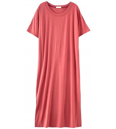 Nightgowns & Sleepshirts Women's Nightgown Short Sleeve Mid-Length- Soft Comfortable Home Wear- Ladies Nightdress Loose Night...