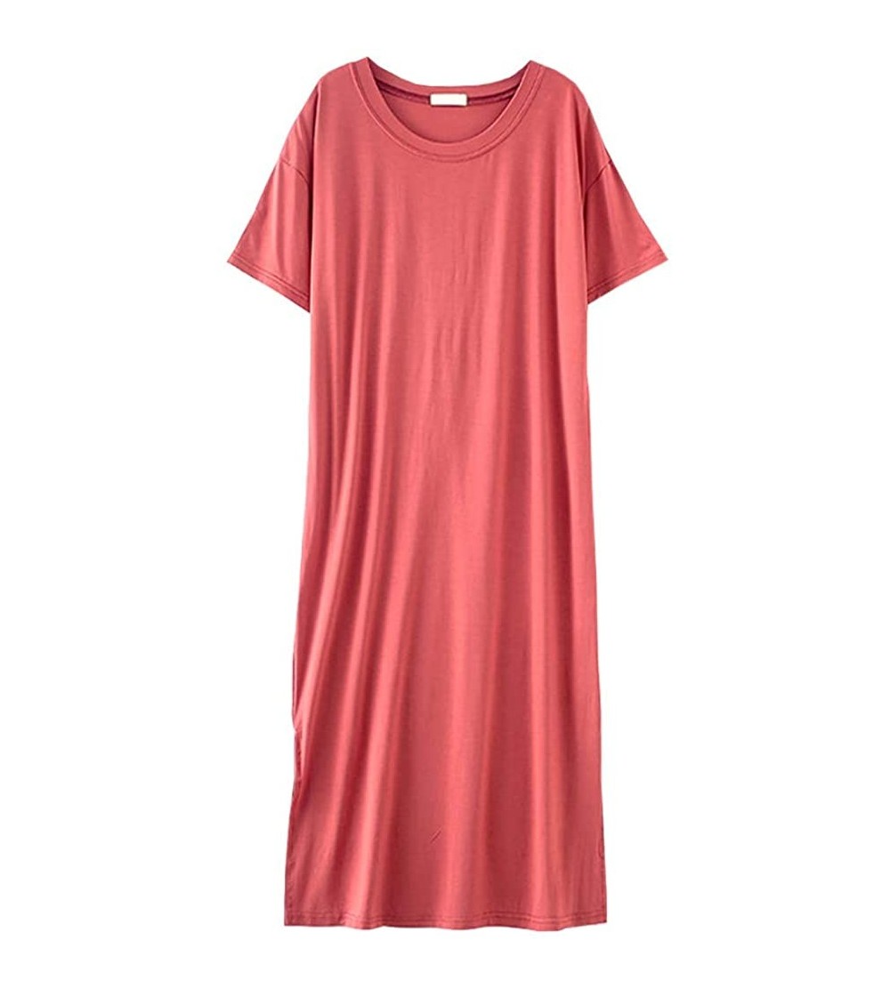 Nightgowns & Sleepshirts Women's Nightgown Short Sleeve Mid-Length- Soft Comfortable Home Wear- Ladies Nightdress Loose Night...