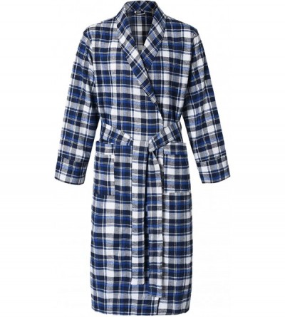 Robes Women's Cotton Flannel Robe - Blue - CM19G3GDUQK $22.27