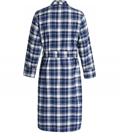 Robes Women's Cotton Flannel Robe - Blue - CM19G3GDUQK $22.27