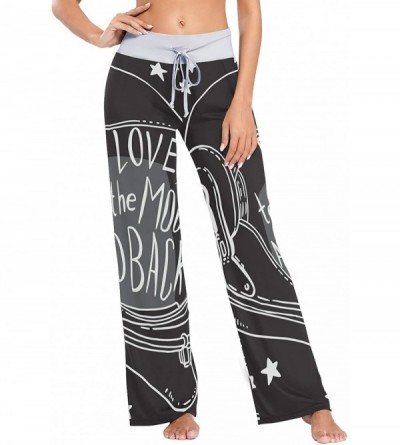 Bottoms Moon Star Helmet Women Loose Palazzo Casual Drawstring Sleepwear Print Yoga Pants - C519D8UR5W7 $21.72