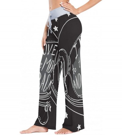 Bottoms Moon Star Helmet Women Loose Palazzo Casual Drawstring Sleepwear Print Yoga Pants - C519D8UR5W7 $21.72