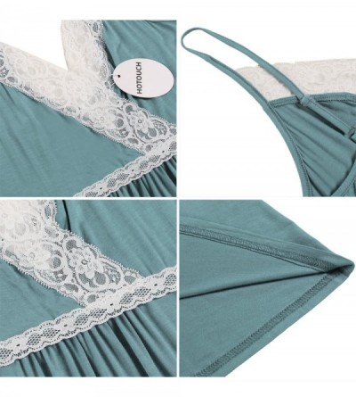 Nightgowns & Sleepshirts Sleepwear Womens Chemise Nightgown Full Slips Lace Sling Dress Sexy Lingerie - Light Green - CR184XW...