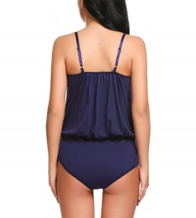 Robes Women's One Piece Swimsuits One Shoulder Swimwear Asymmetric Ruffle Monokinis Bathing Suits - Purple - CU189HHDCTM $18.54