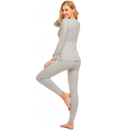 Sets Thermal Underwear Long Fleece Lined Winter Base Layering Set for Women - 7875-grey - CE186TYZ7N7 $27.02