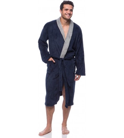 Robes Sunrise Textiles Bath Robe- Medium- Navy/Silver - C318QWRTOSD $35.81